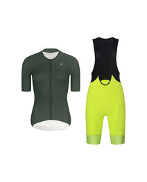 RIVANELLE Kurzarm Radtrikot und Shorts - ELEVATE - Gelb/Schwarz/Grün